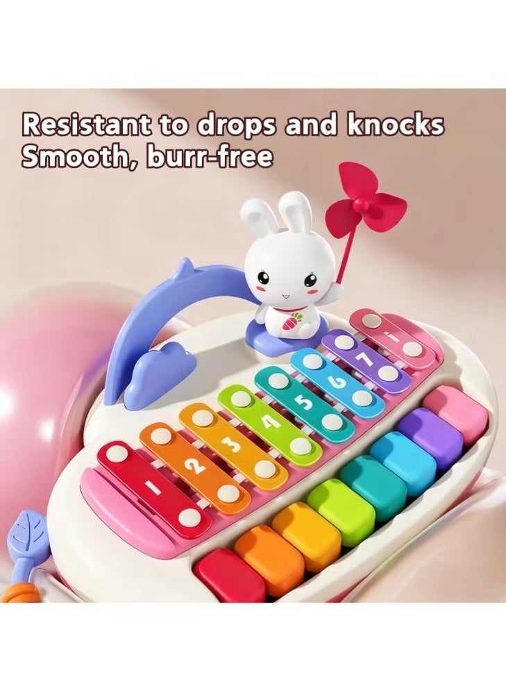 Hihonor 2-in-1 Piano & Xylophone Toy, 8-Key Multicolor Musical Instrument with 12 Songs, Rabbit Design, Kids Educational Sensory Learning Toy, for Toddlers Boys & Girls - Image 2